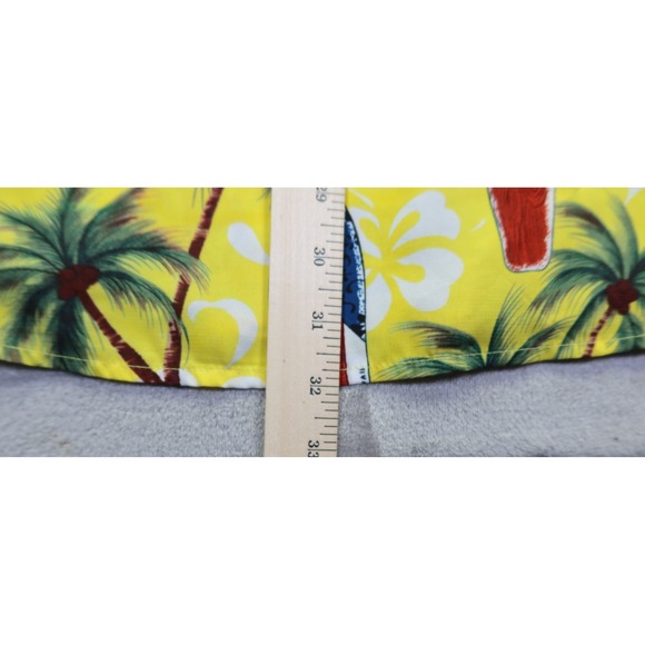 ALEX VANDO Yellow Hawaiian Surfboard Palm Tree Aloha Button Shirt 2XL Easy Care - Picture 6 of 6